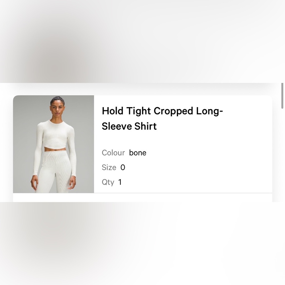 Lululemon Athletica Cream Long Sleeve Crop Top